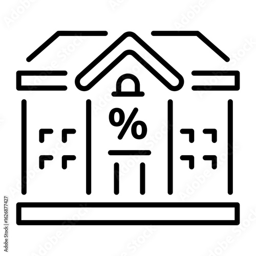 An outline style icon depicting house loan