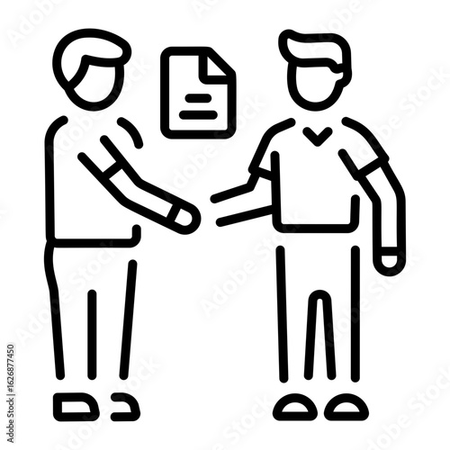 A line style icon showing agreement