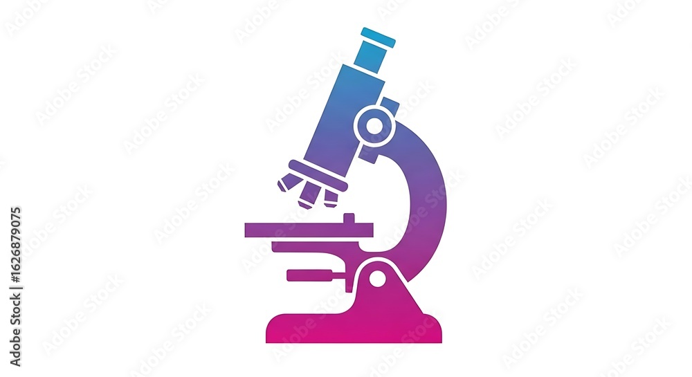 A gradient microscope with blue and purple hues on a white background in a vector illustration A gradient microscope with blue and purple hues on a white background in a vector illustration