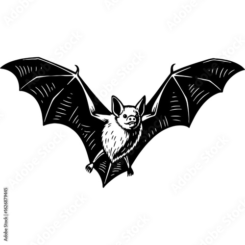 Halloween Bat Illustration, Spooky Flying Mammal Graphic Design Asset, Scary Nocturnal Animal Vector Art for Holiday Decor