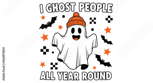 I Ghost People All Year Round Cute Halloween Boo Buddy