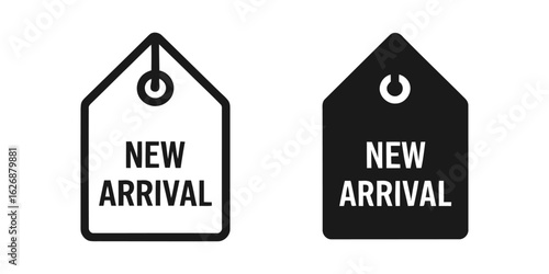 New arrival tag icon. Retail label and badge for new product collection.