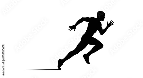Silhouette of a Muscular Man Running with Speed Line.