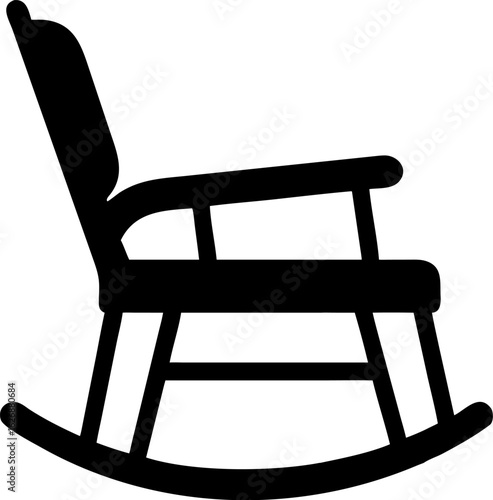 Silhouette of Classic Rocking Chair with High Backrest and Curved Legs