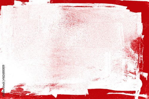 Abstract red paint texture with inverted high contrast effect on white background.
