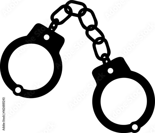 Silhouette of Handcuffs Connected by Short Chain Links