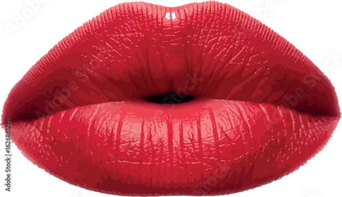 Close up of full luscious red lips with a slight open mouth showcasing vibrant color and texture perfect for beauty and fashion