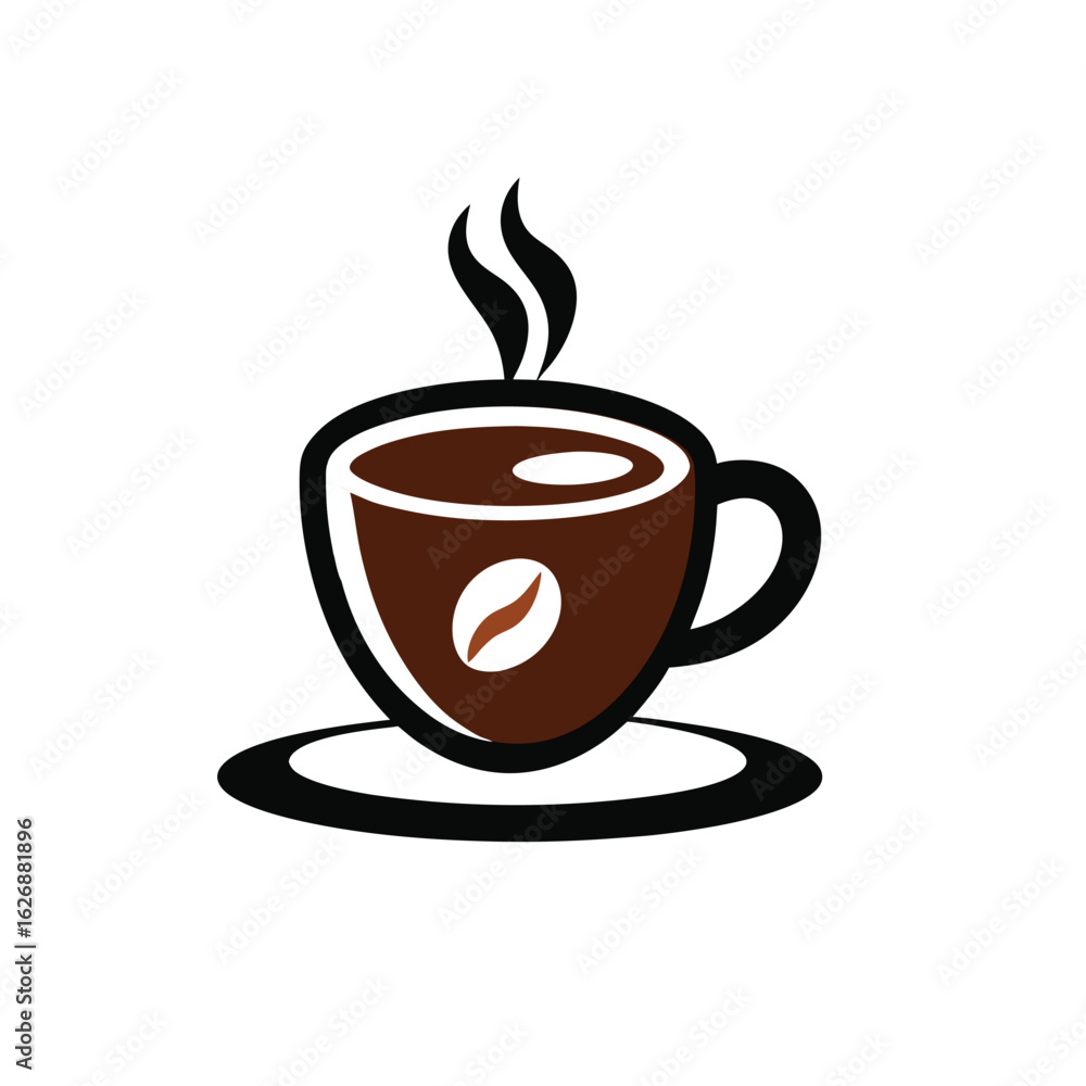 Obraz premium Simple coffee cup icon on white background