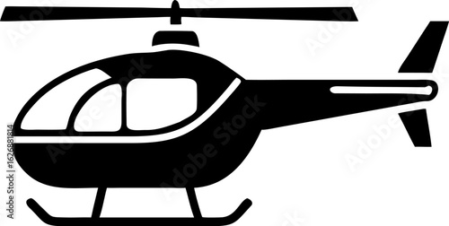 Silhouette of Helicopter with Main and Tail Rotors