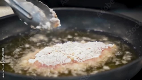 Crispy Chicken Zinger Fillet Frying in Deep Fryer