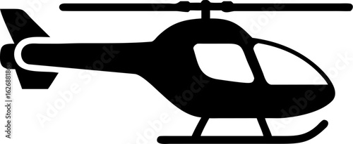 Silhouette of Streamlined Helicopter with Rotors and Cockpit