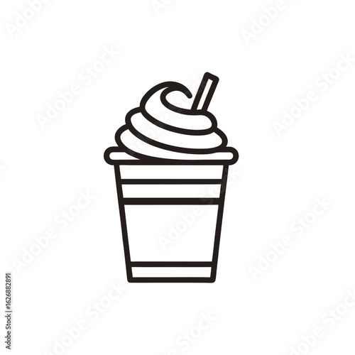 Outline vector icon of a mocha drink on white background