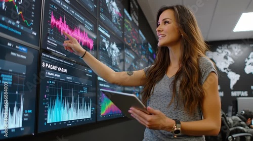  In a dark color grading suite, a female colorist meticulously adjusts an actress's skin tones on a calibrated 4K reference monitor. 
