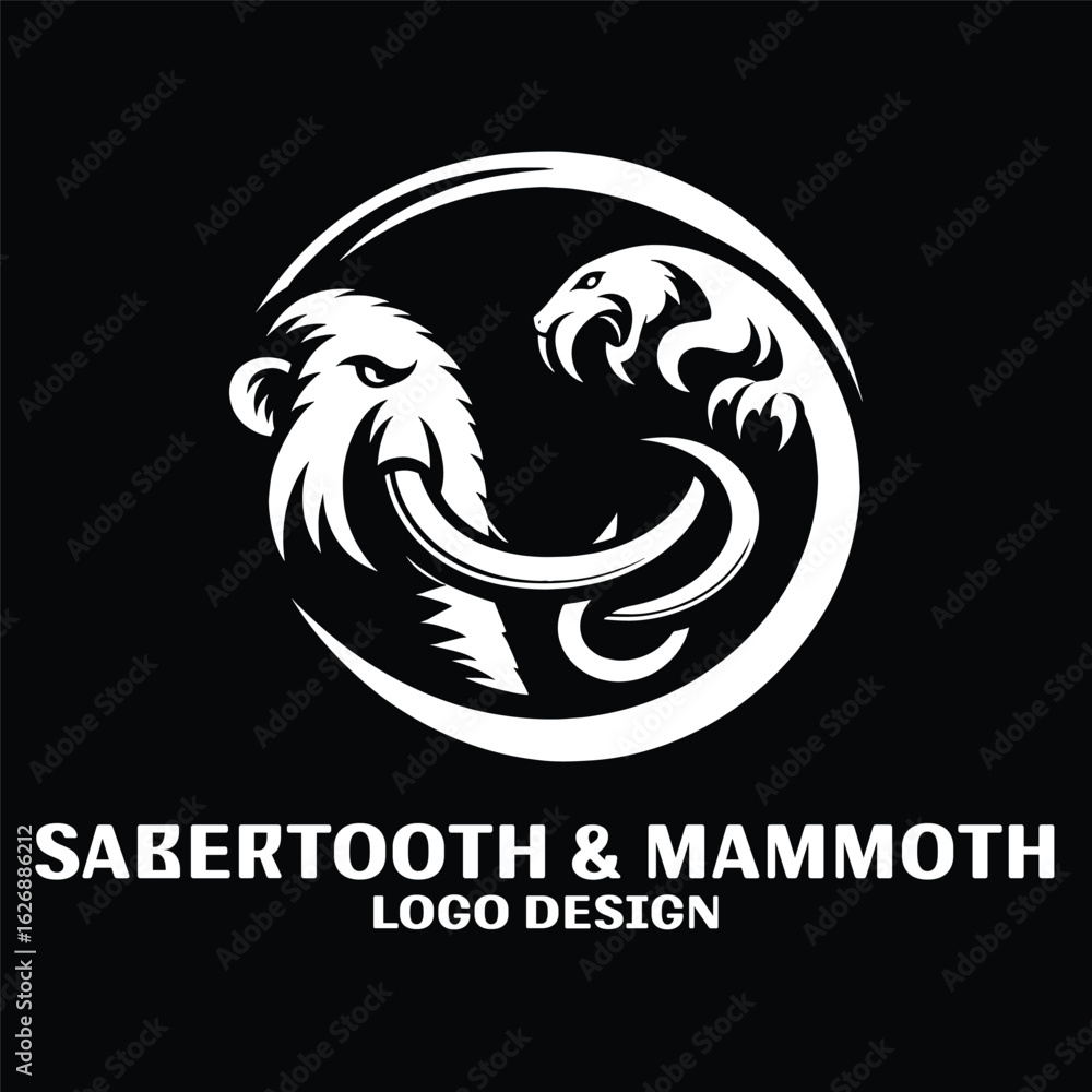 Fototapeta premium Sabertooth & Mammoth Vector Logo Design