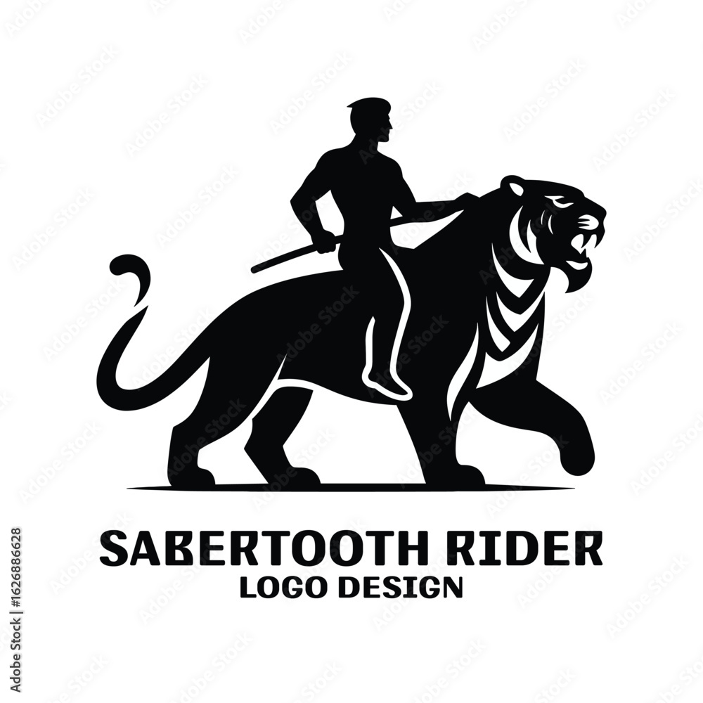 Obraz premium Sabertooth Rider Vector Logo Design