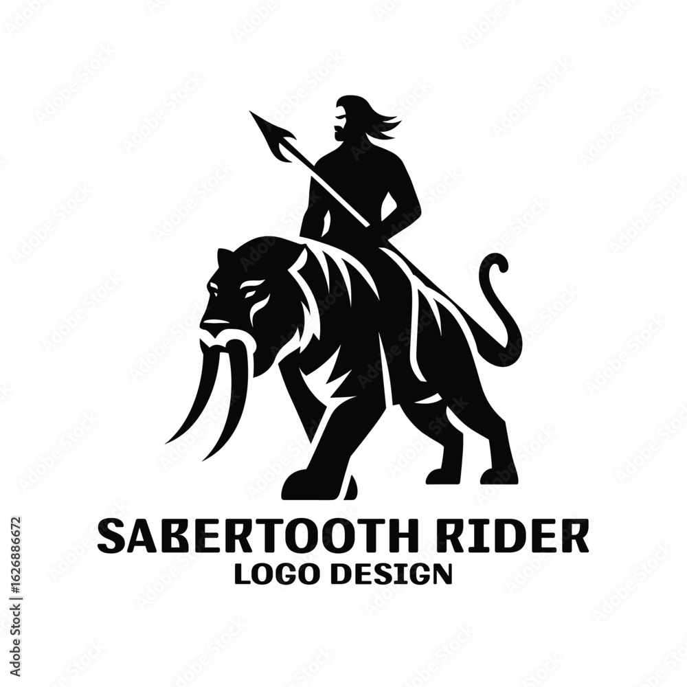 Obraz premium Sabertooth Rider Vector Logo Design