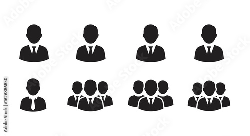 Collection of business people icons in silhouette style