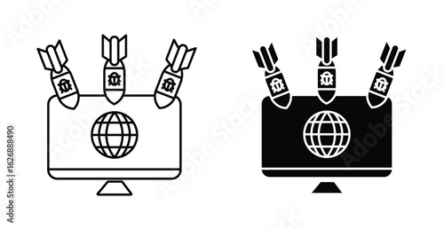 DDOS Attack Vector Icon - Editable Stroke & Filled Icon