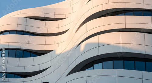 Modern architecture with curved facade and window pattern