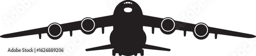 Silhouette of a large cargo airplane with four engines