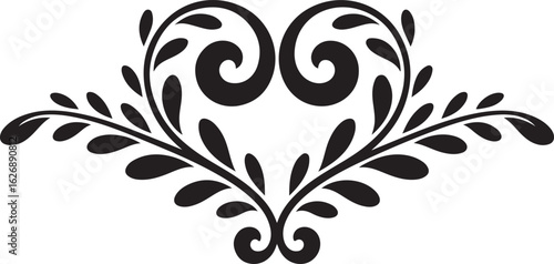 Ornate HeartShaped Floral Design with Swirls