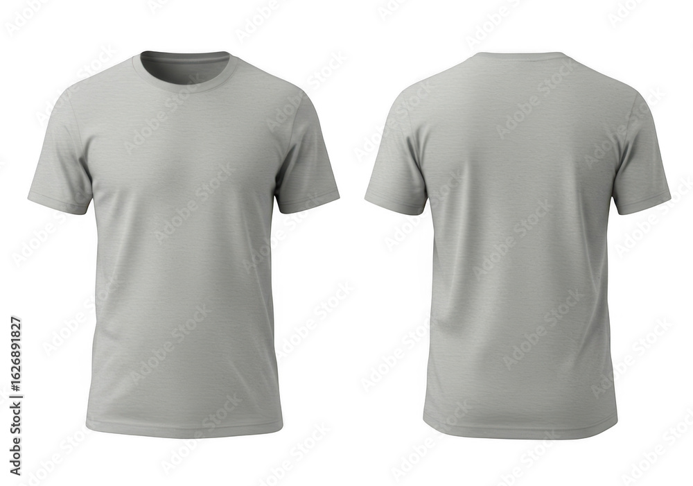 Fototapeta premium Gray t shirt front and back isolated on transparent background