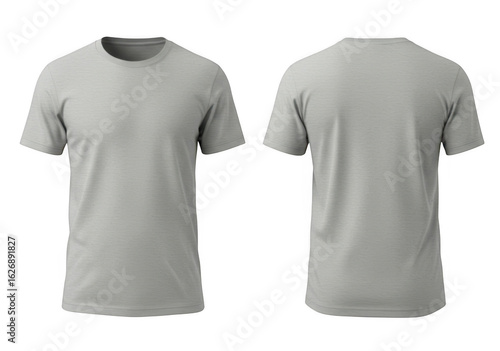 Gray t shirt front and back isolated on transparent background