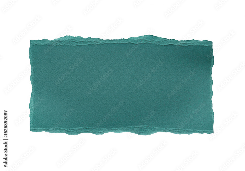 Obraz premium Teal torn paper piece texture element isolated on transparent background