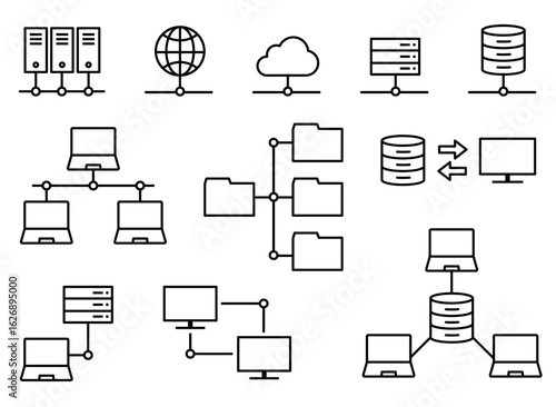 IT ネットワークアイコンセット2白黒network icon