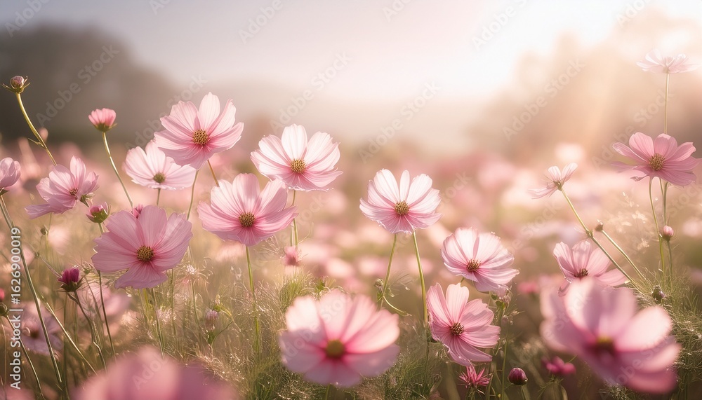 Fototapeta premium pink flower meadow soft pastel bloom background