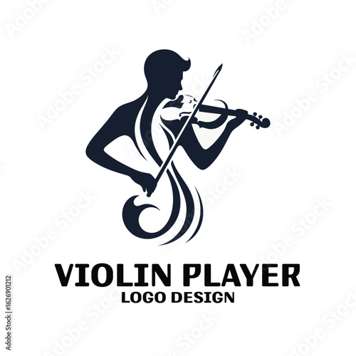 Violin Player Vector Logo Design