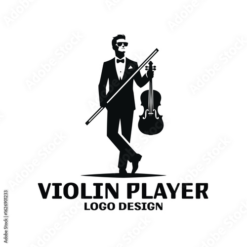 Violin Player Vector Logo Design
