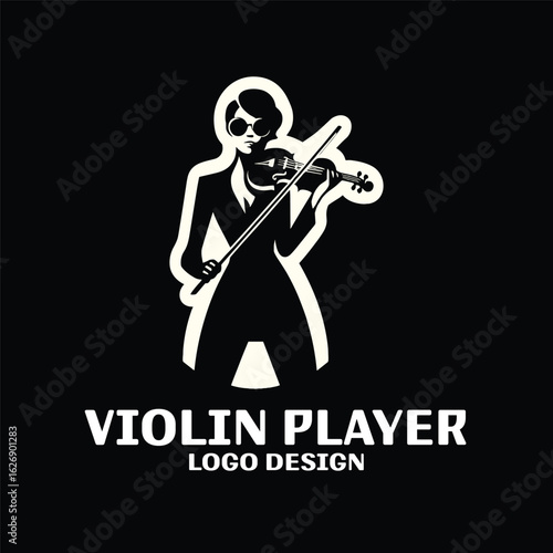 Violin Player Vector Logo Design