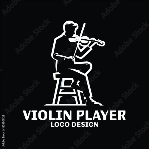 Violin Player Vector Logo Design