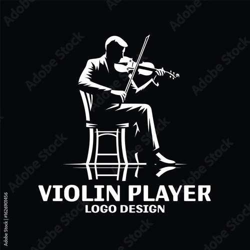 Violin Player Vector Logo Design