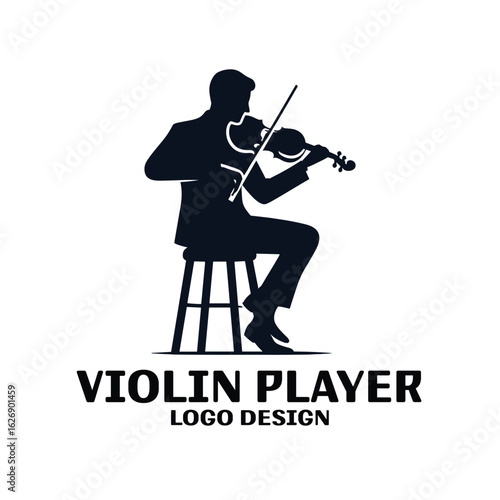 Violin Player Vector Logo Design