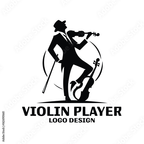 Violin Player Vector Logo Design