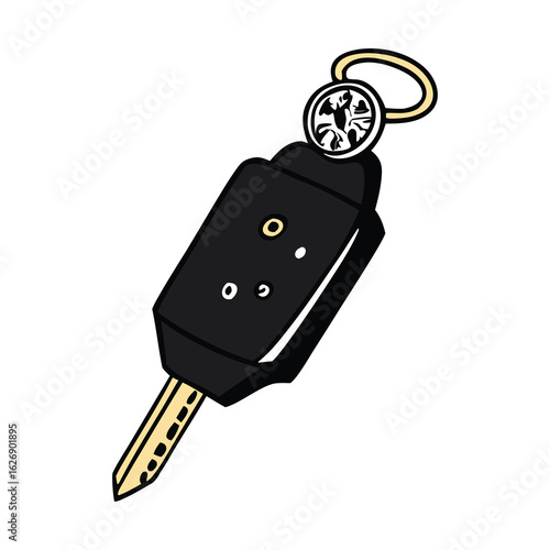 Car key fob with compass on keychain