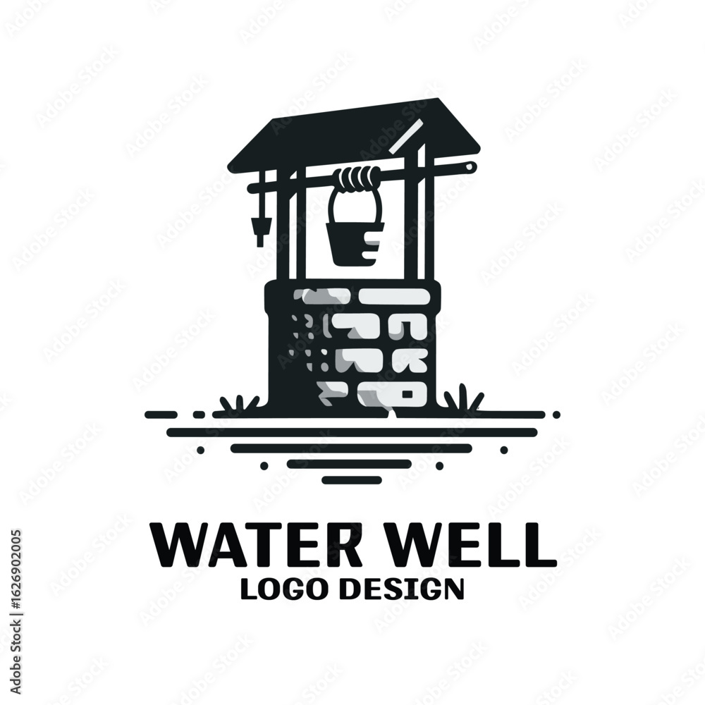 Naklejka premium Water Well Vector Logo Design