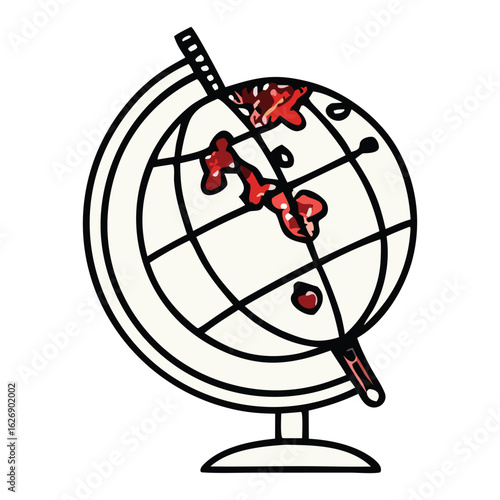 Vector globe icon with red continents
