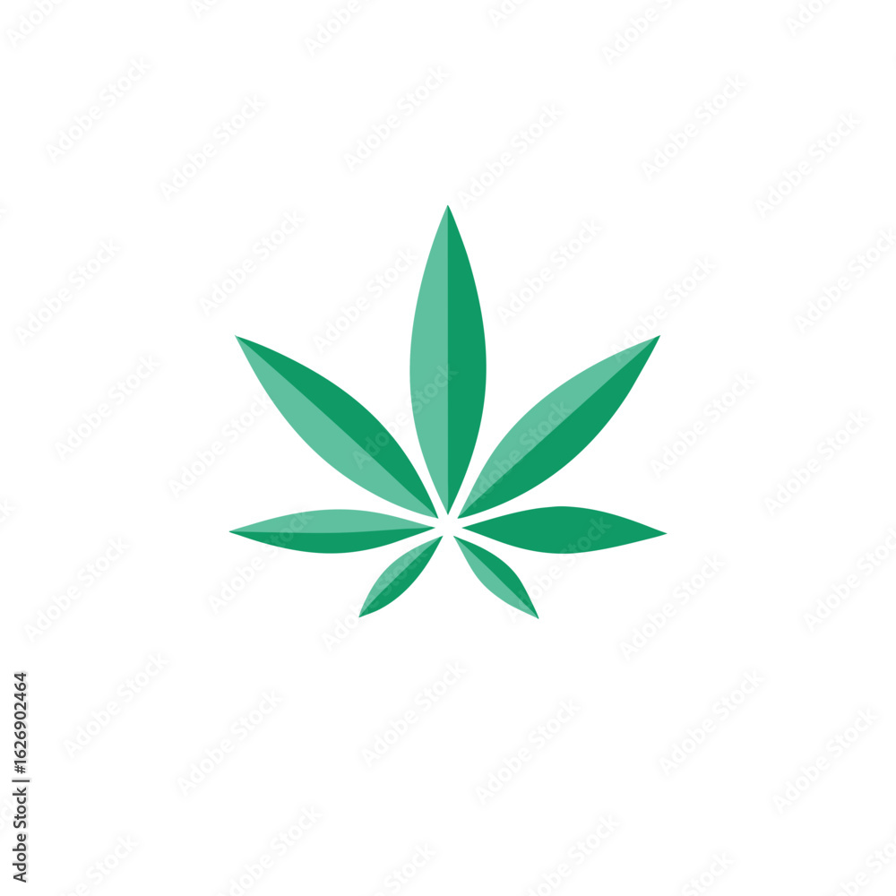 Fototapeta premium Green marijuana leaf icon isolated on transparent background