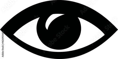 Stylized black and white eye symbol representing vision and observation. Vector illustration