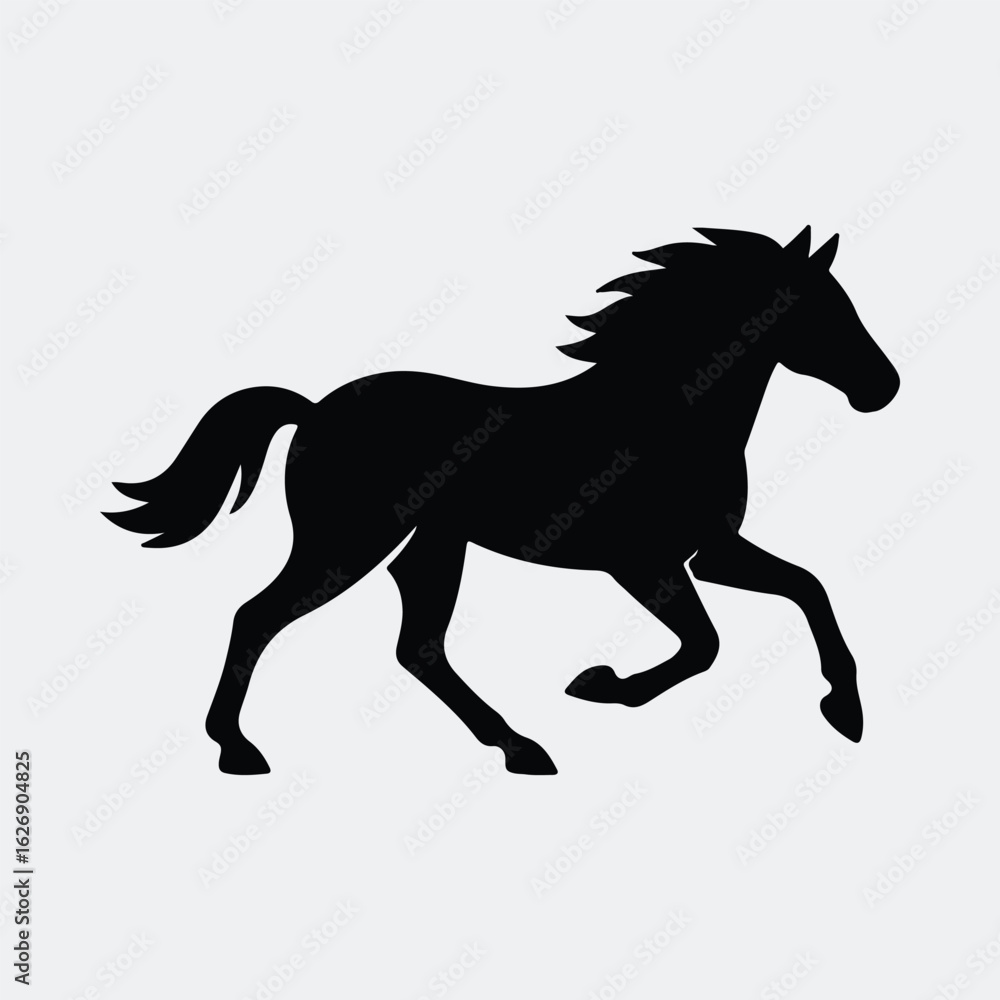 Obraz premium Silhouette running horse simple equine mammal design vector illustration