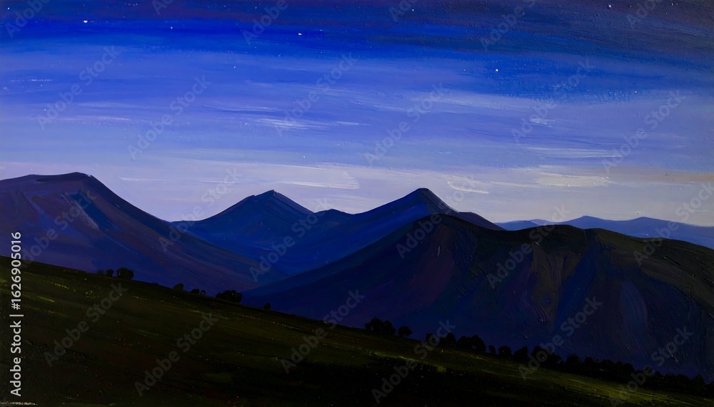 Naklejka premium Mountain range at twilight