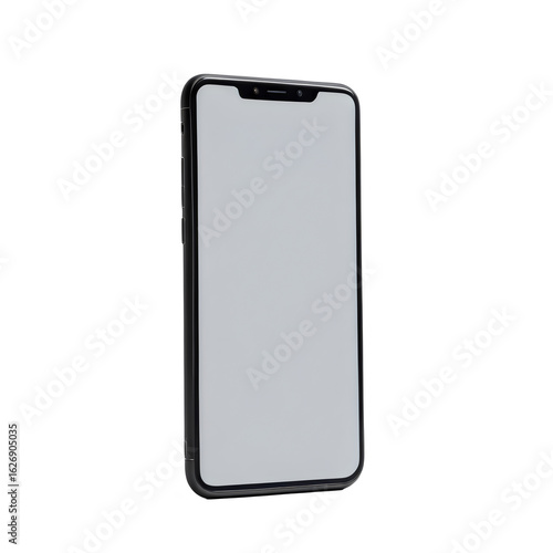 Perspective View Smartphone with Blank Screen and Transparent Background