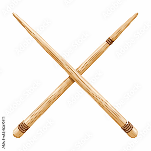 Wooden knitting needles crossed
