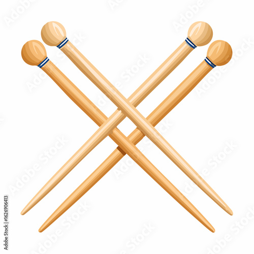 Wooden knitting needles crossed
