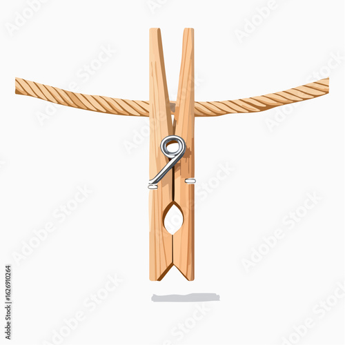 Wooden clothes peg on fabric line
