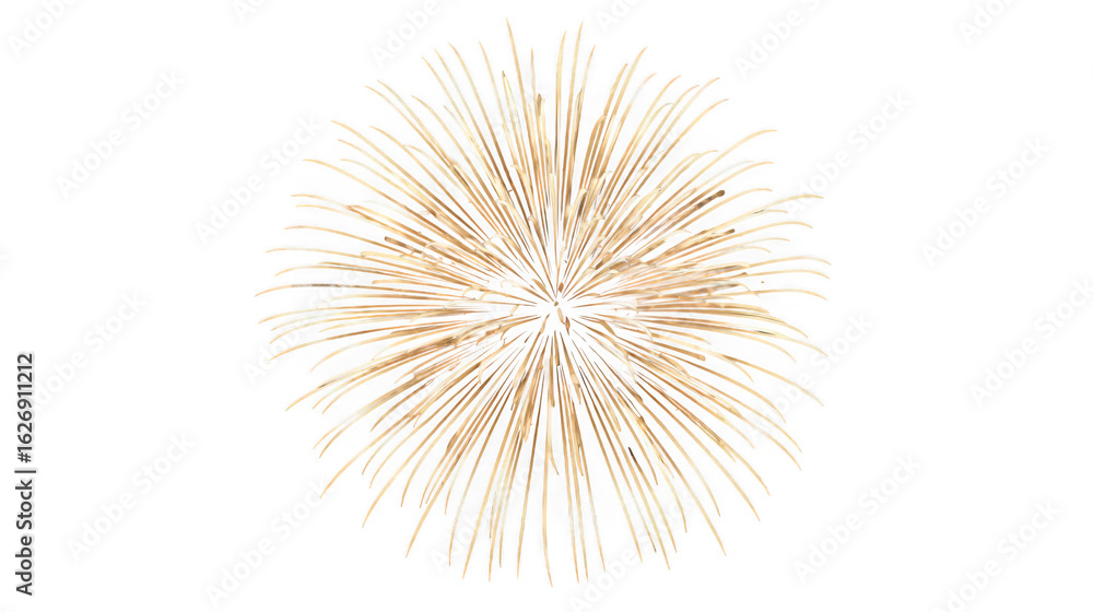Obraz premium Golden firework burst isolated on transparent background, symbolizing celebration and festive energy