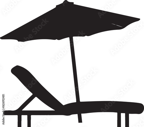 Beach umbrella and lounge chair silhouette